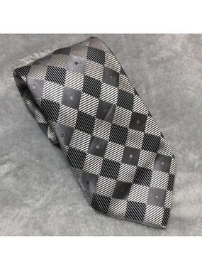 Roberto Villini Black and Gray Diamond Print Tie
